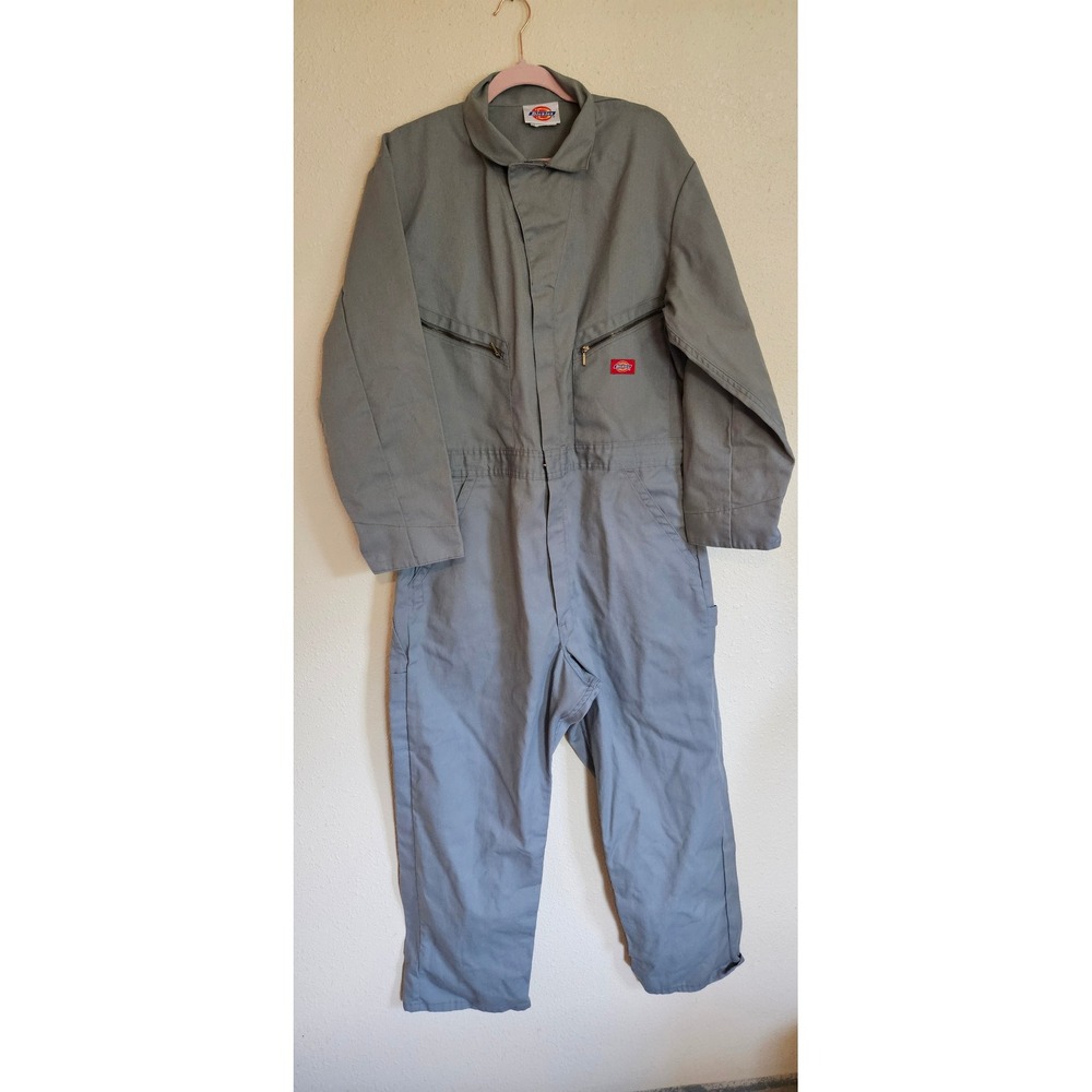 Dickies Mens Grey Long Sleeve Zip Front Workwear Coveralls Size 46 Regular